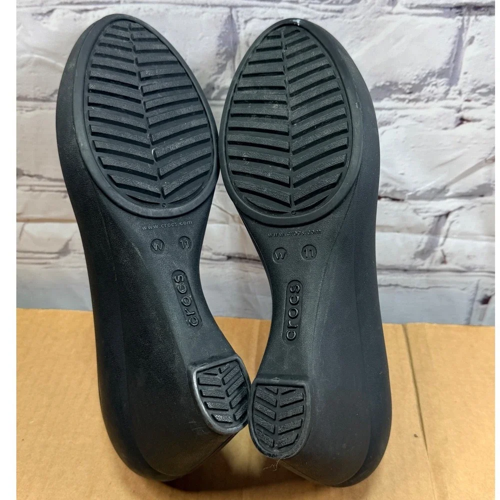 Crocs Lina Wedge Womens 11 Black Dual Comfort Shoe Office Casual Waterproof Work